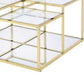 Coffee Table with Glass Top and Tubular Frame Gold By Casagear Home BM251131