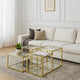 Lina Coffee Table | Glass Top | Tubular Frame | 42" | Gold