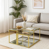 Lina Coffee Table | Glass Top | Tubular Frame | 42" | Gold