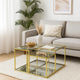 Lina Coffee Table | Glass Top | Tubular Frame | 42" | Gold