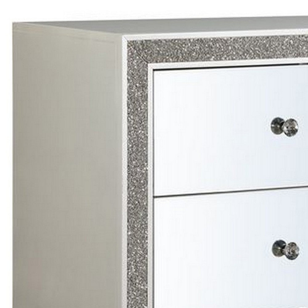 Nightstand with Mirrored Front 2 Drawers Champagne Silver BM251144
