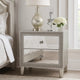 Nightstand with Mirrored Front 2 Drawers, Champagne Silver