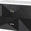 Accent table with Geometric Pattern 2 Drawer Front, Black and White By Casagear Home