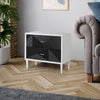 Accent table with Geometric Pattern 2 Drawer Front, Black and White By Casagear Home