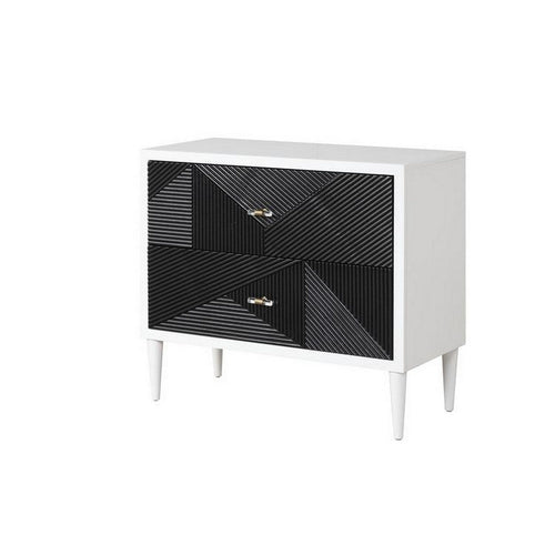 Nova Accent Table | Geometric Pattern | 2 Drawer Front | Black & White