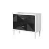 Accent table with Geometric Pattern 2 Drawer Front, Black and White By Casagear Home