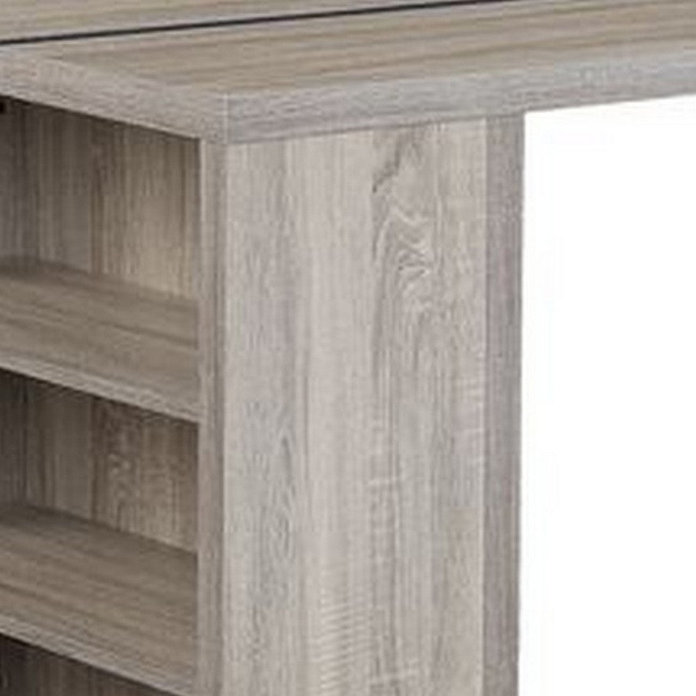 Opal Dining Table | 3 Side Compartments | Metal Trim Inlay | Oak Gray