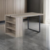 Opal Dining Table | 3 Side Compartments | Metal Trim Inlay | Oak Gray