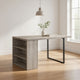 Opal Dining Table | 3 Side Compartments | Metal Trim Inlay | Oak Gray