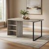 Opal Dining Table | 3 Side Compartments | Metal Trim Inlay | Oak Gray