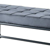 Bench with Button Tufted Seat and Pipe Style Metal Frame Gray BM251157
