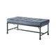 Bench with Button Tufted Seat and Pipe Style Metal Frame, Gray