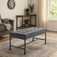 Bench with Button Tufted Seat and Pipe Style Metal Frame, Gray