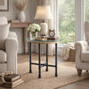 End Table with Round Glass Top and Metal Pipe Style Legs, Gray