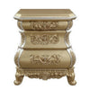 Nightstand with Bombe Shaped and 3 Carved Drawers Gold BM251161