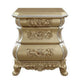 Nightstand with Bombe Shaped and 3 Carved Drawers Gold BM251161