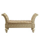 Bench with Button Tufted Seat and Hollow Floral Carving Gold BM251163