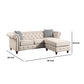 Reversible Sectional Sofa with Button Tufting and Rolled Arms Beige By Casagear Home BM251170