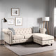Reversible Sectional Sofa with Button Tufting and Rolled Arms, Beige By Casagear Home