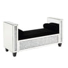 Mirrored Bench with 2 Pillows and Button Tufted Seat, Silver By Casagear Home