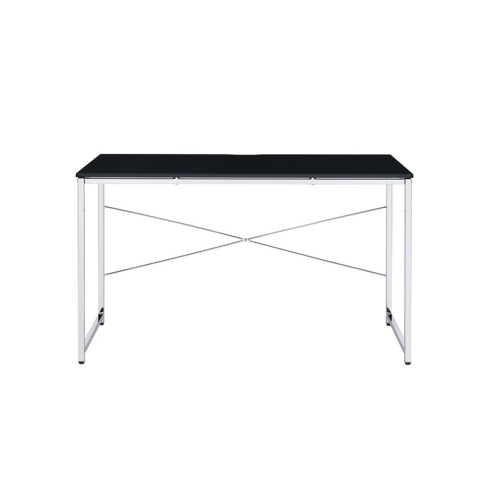 Writing Desk with X Shaped Crossbar Support Black and White BM251192