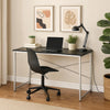 Writing Desk with X Shaped Crossbar Support, Black and White