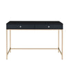 Writing Desk with 2 Storage Compartments, Black and Gold By Casagear Home