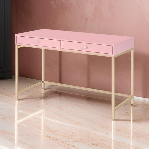 Nova Writing Desk | 2 Storage Compartments | Pink & Gold