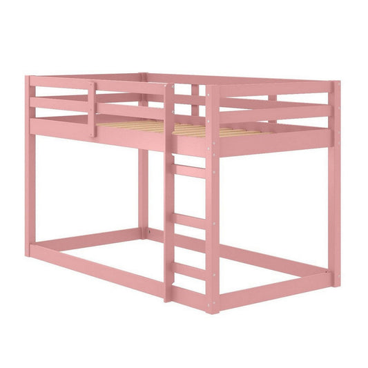 Luna Twin Loft Bed | Ladder | Pink Wood Frame