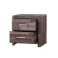 Nightstand with Rough Hewn Saw Texture and Panel Base, Rustic Gray By Casagear Home