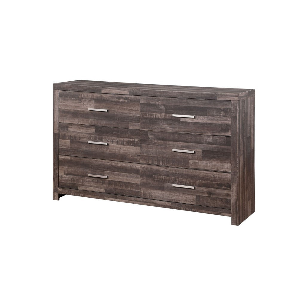 Dresser with Rough Hewn Saw Texture and Panel Base, Rustic Gray