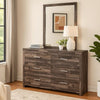 Dresser with Rough Hewn Saw Texture and Panel Base, Rustic Gray