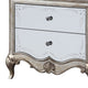 Nightstand with Mirror Front and Molded Trim Antique Silver BM251273