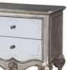 Nightstand with Mirror Front and Molded Trim Antique Silver BM251273