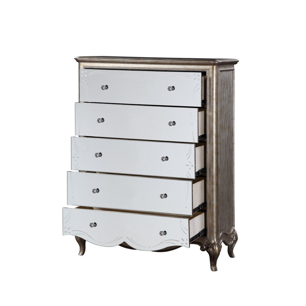 Chest with Mirror Front and Molded Trim Antique Silver BM251275