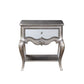 Nightstand with Mirror Panel Front and Molded Trim Antique Silver By Casagear Home BM251276