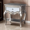 Nightstand with Mirror Panel Front and Molded Trim Antique Silver By Casagear Home BM251276