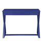 Writing Desk with X Base and 1 Center Drawer, Blue By Casagear Home