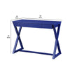 Writing Desk with X Base and 1 Center Drawer, Blue By Casagear Home