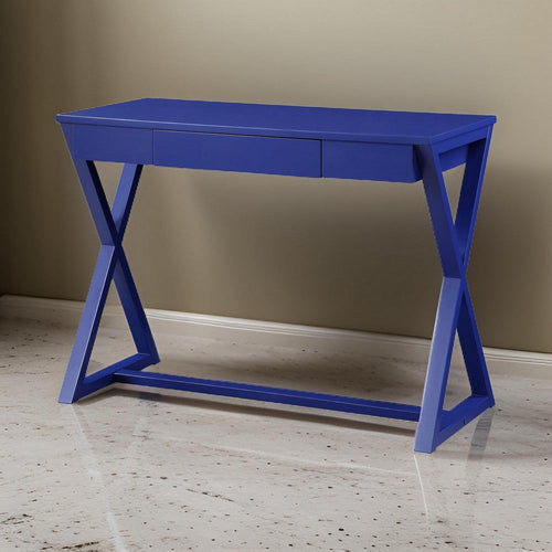 Nova Writing Desk | X-Base | Center Drawer | Blue