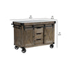 Kitchen Island with 3 Drawers and Barn Sliding Brown By Casagear Home BM251329