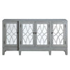 Console Table with 4 Glass Doors and Geometric Front Gray BM251334