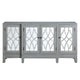 Console Table with 4 Glass Doors and Geometric Front Gray BM251334