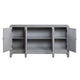 Console Table with 4 Glass Doors and Geometric Front Gray BM251334