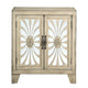 Console Table with 2 Glass Doors and Floral Motif Antique White By Casagear Home BM251335