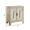 Console Table with 2 Glass Doors and Floral Motif Antique White By Casagear Home BM251335