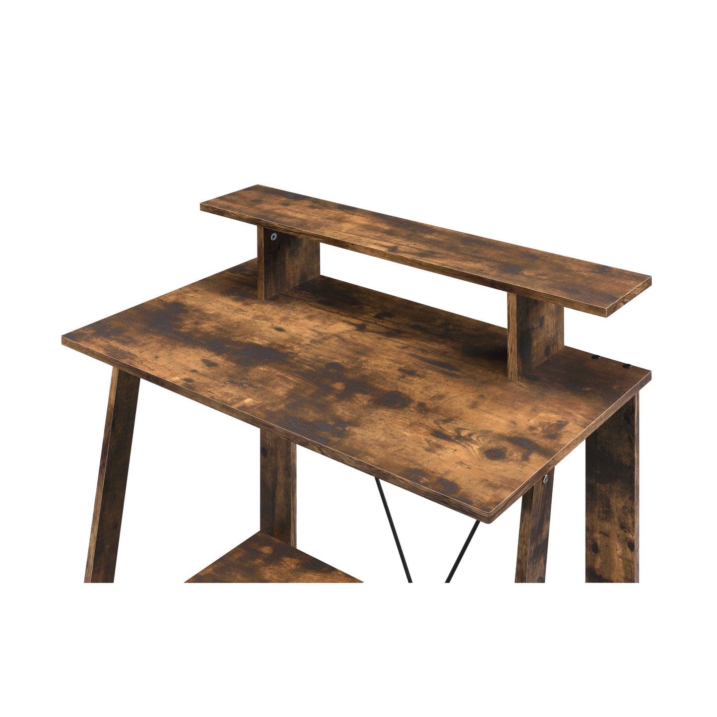 Writing Desk with V Shaped Frame, Weathered Oak and Black By Casagear Home