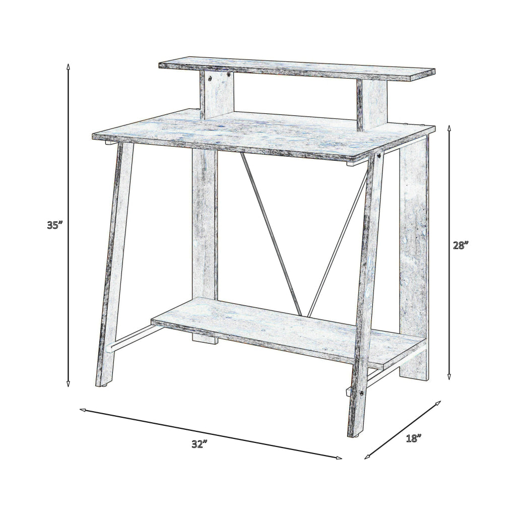 Writing Desk with V Shaped Frame Weathered Oak and Black By Casagear Home BM251345