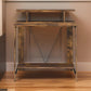 Writing Desk with V Shaped Frame, Weathered Oak and Black By Casagear Home