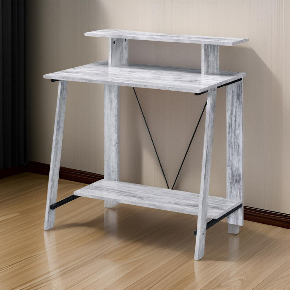 Nova Writing Desk | V-Shaped Frame | Antique White & Black